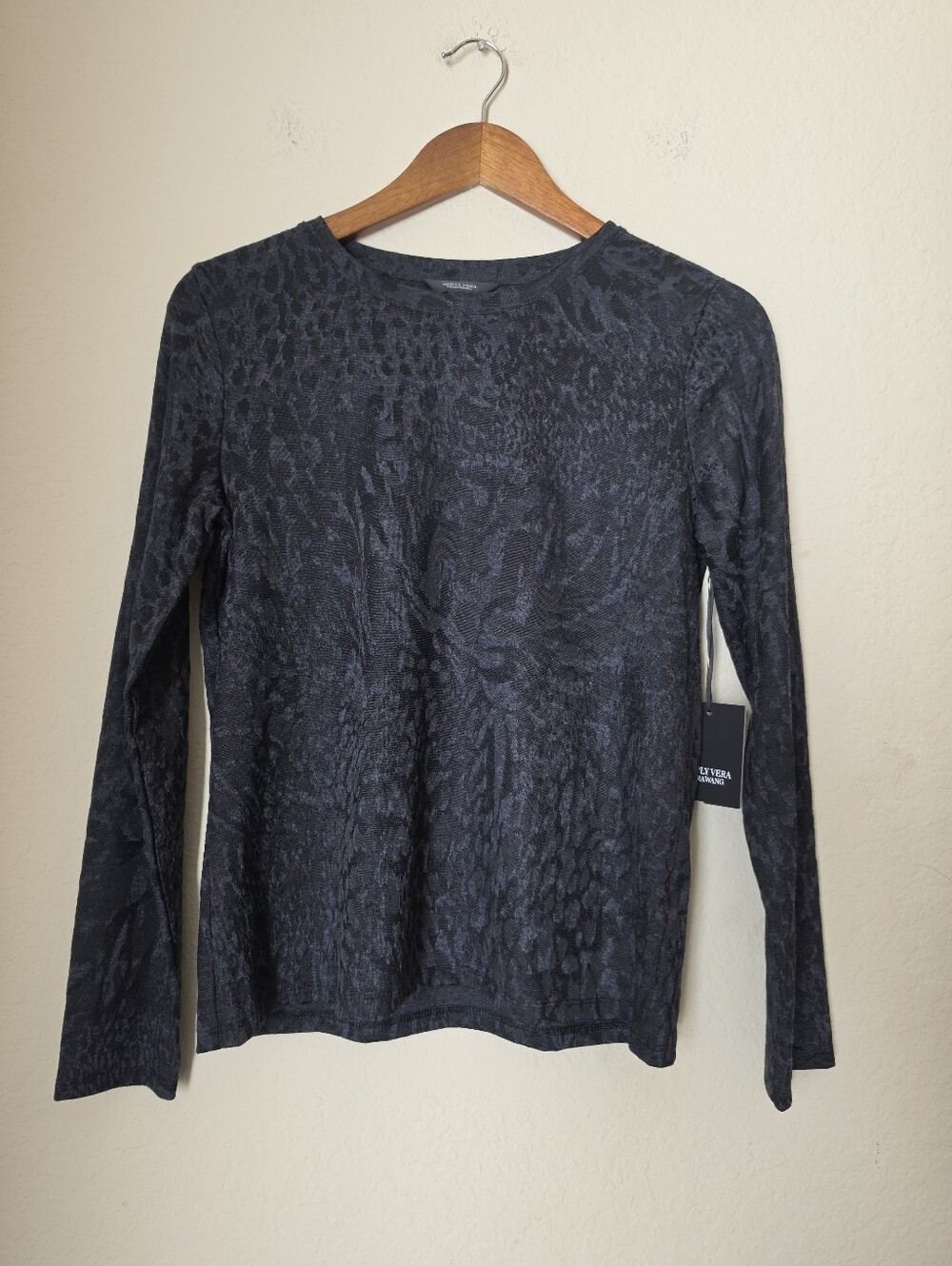 NWT Vera Wang Velour Blouse Womens Small Black Animal Print Whimsigoth Mobwife